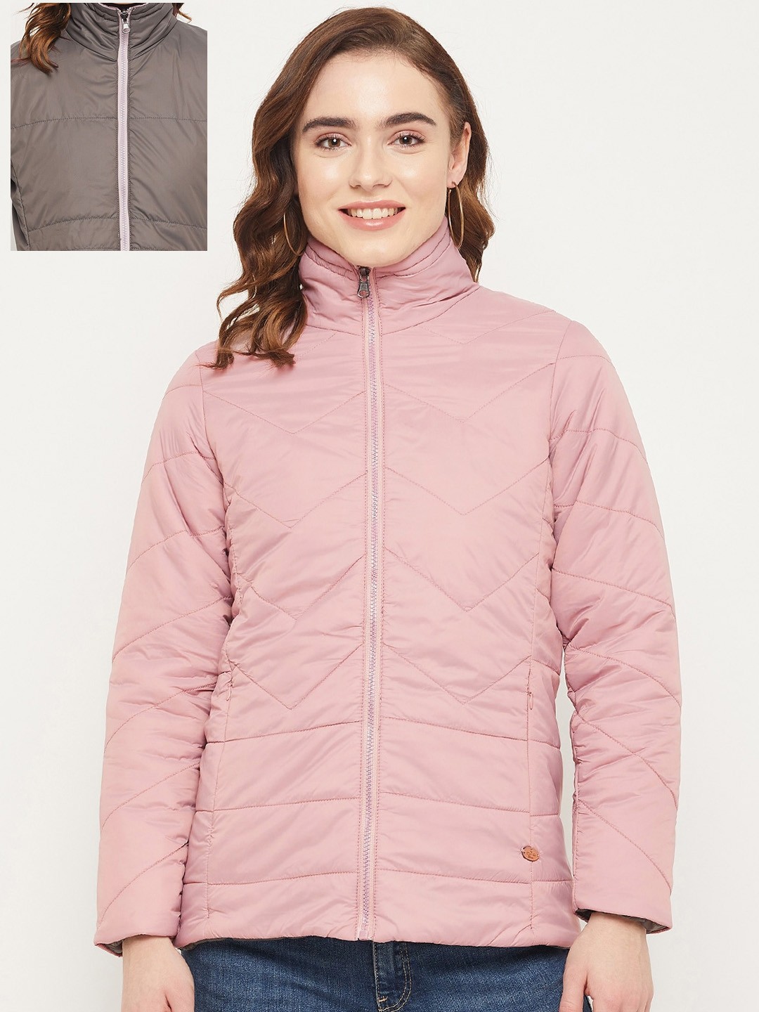 

Duke Women Stand Collar Padded Jacket, Pink