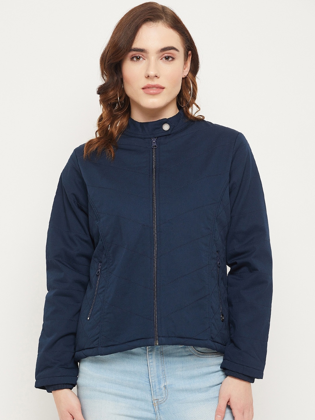 

Duke Women Mandarin Collar Padded Jacket, Blue