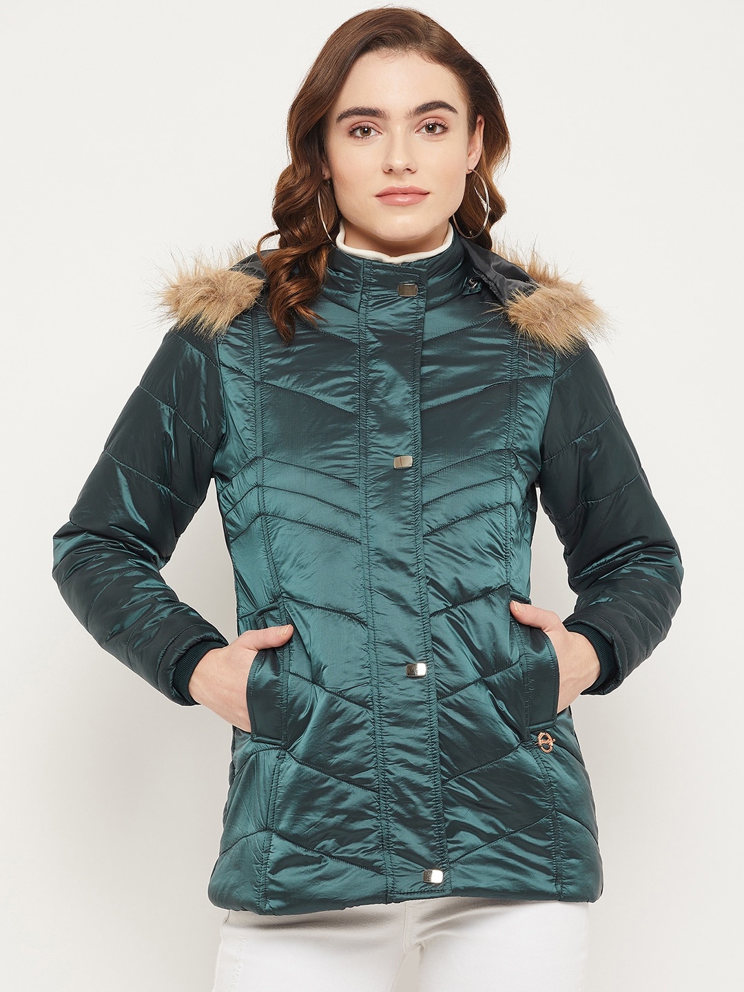 

Duke Women Longline Parka Hooded Jacket, Green