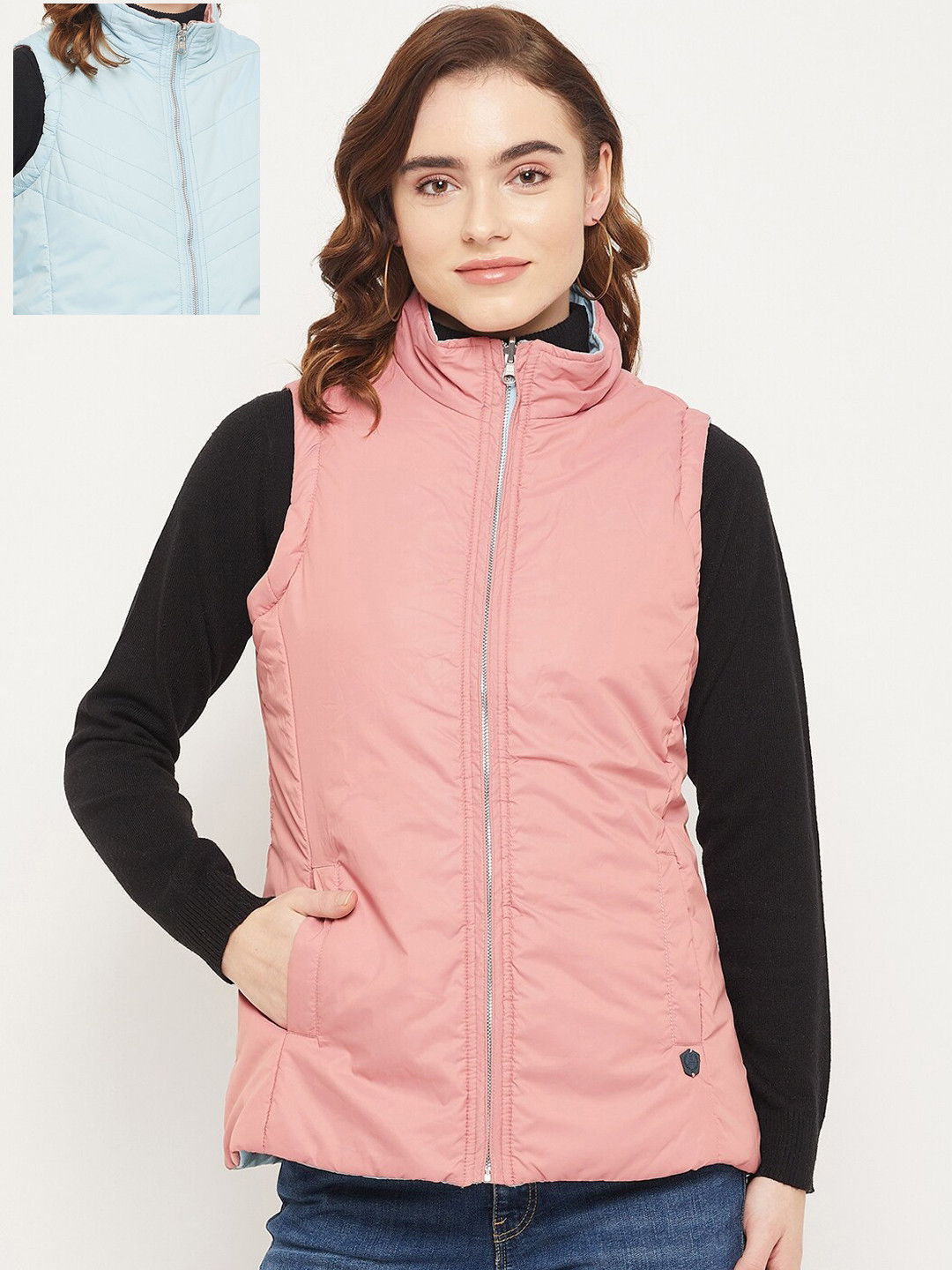 

Duke Women Stand Collar Padded Jacket, Blue
