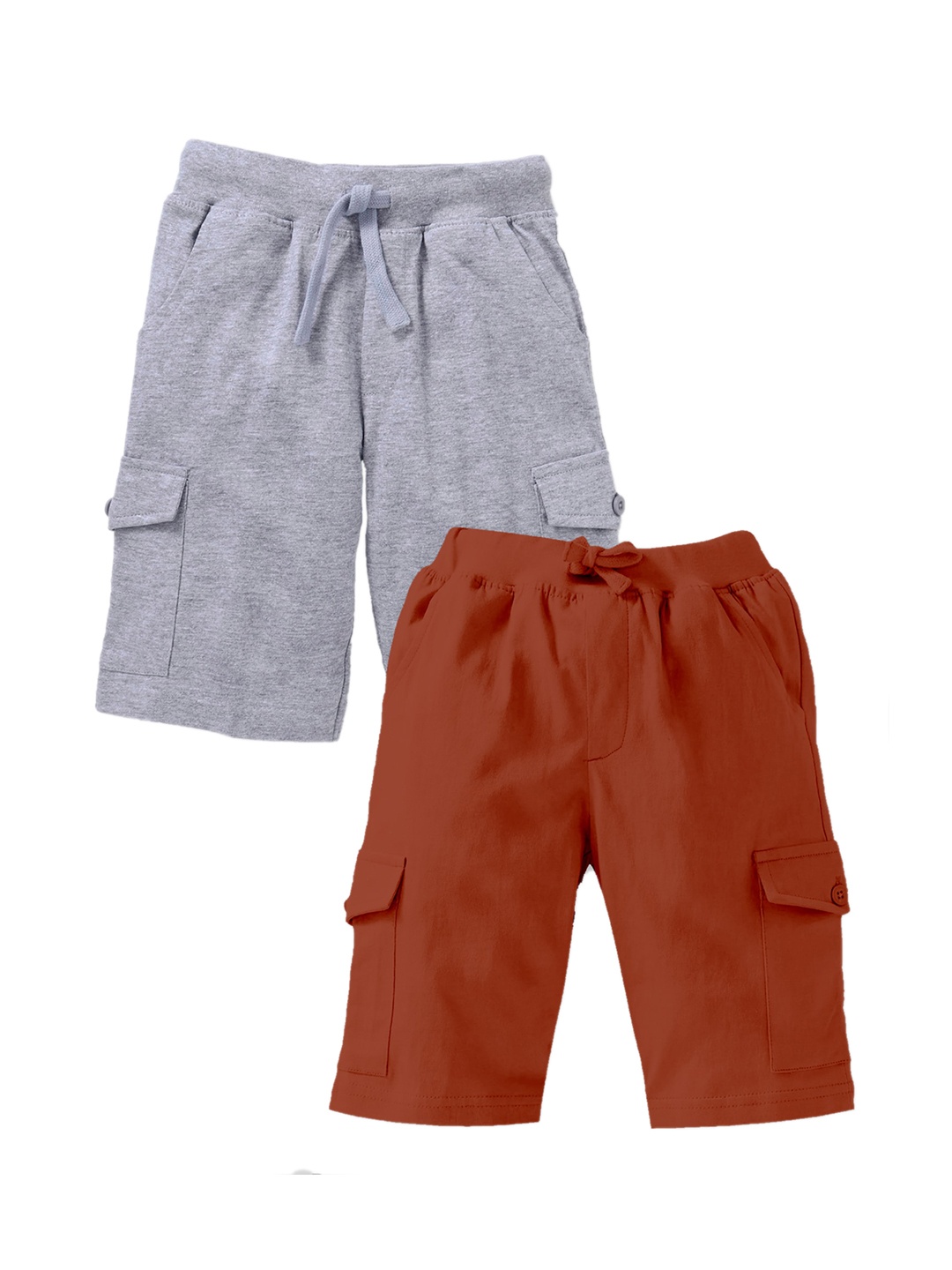 

KiddoPanti Boys Pack Of 2 Cargo Cotton Shorts, Rust