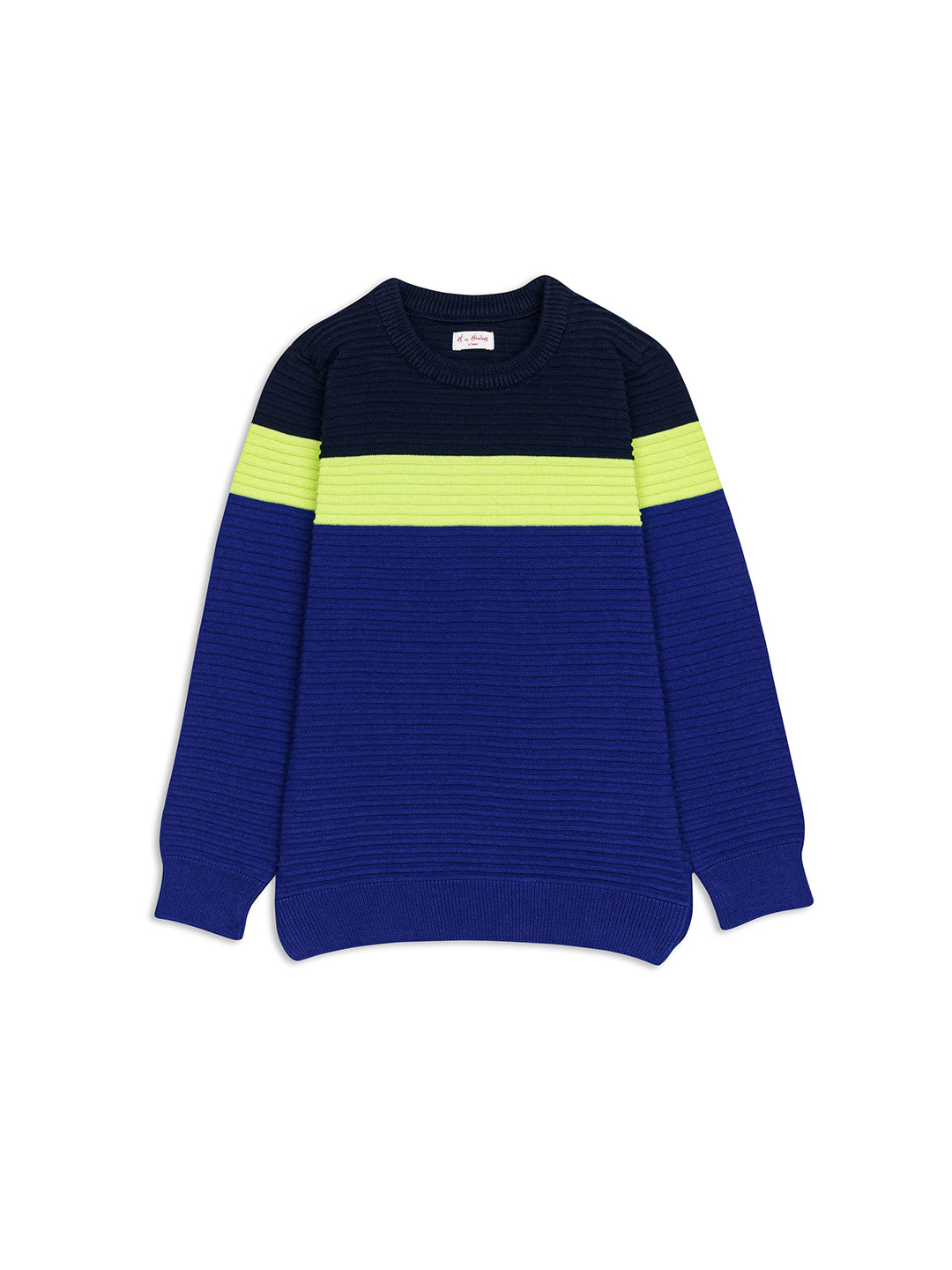 

H By Hamleys Boys Colourblocked Cotton Pullover Sweater, Blue