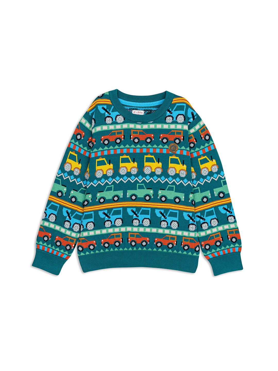 

H By Hamleys Boys Printed Cotton Pullover Sweater, Teal