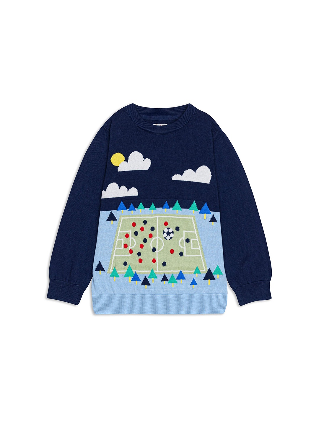 

H By Hamleys Boys Cotton Printed Pullover, Navy blue