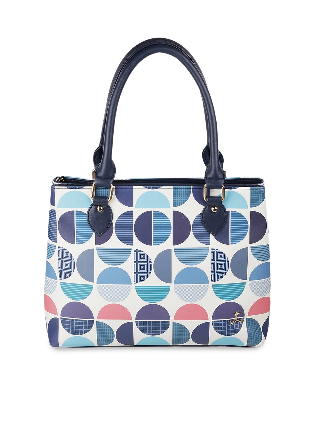 

Mochi Women Geometric Printed PU Structured Handheld Bag, Blue