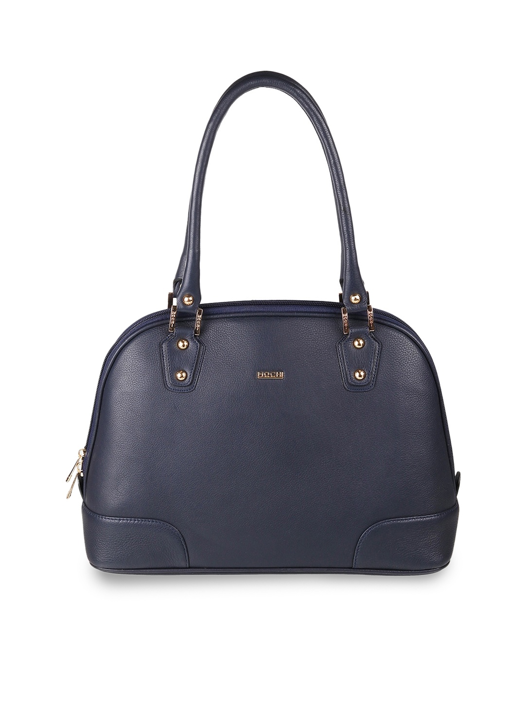 

Mochi Textured Leather Structured Shoulder Bag, Navy blue