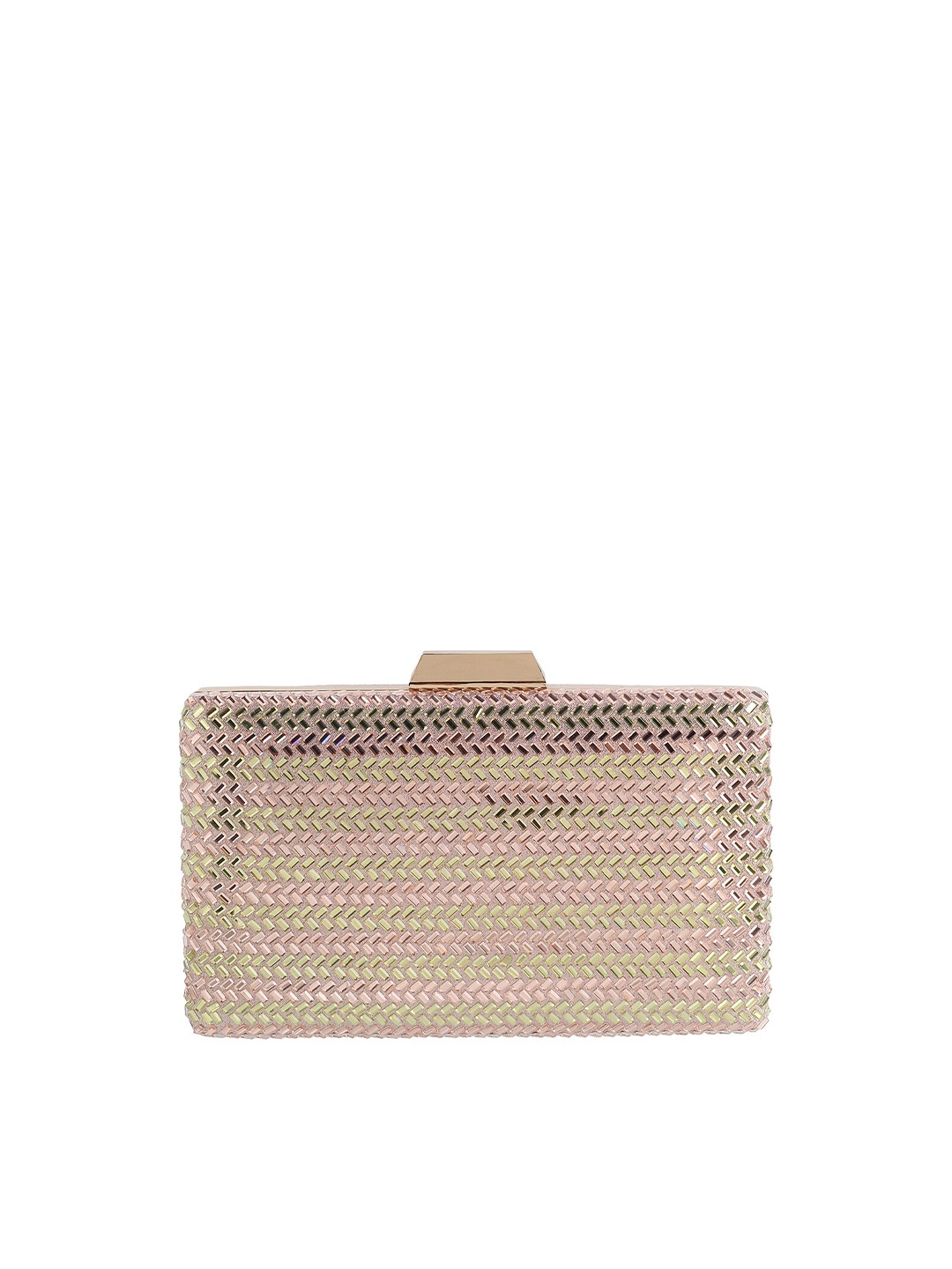 

Mochi Embroidered Box Clutch, Rose gold