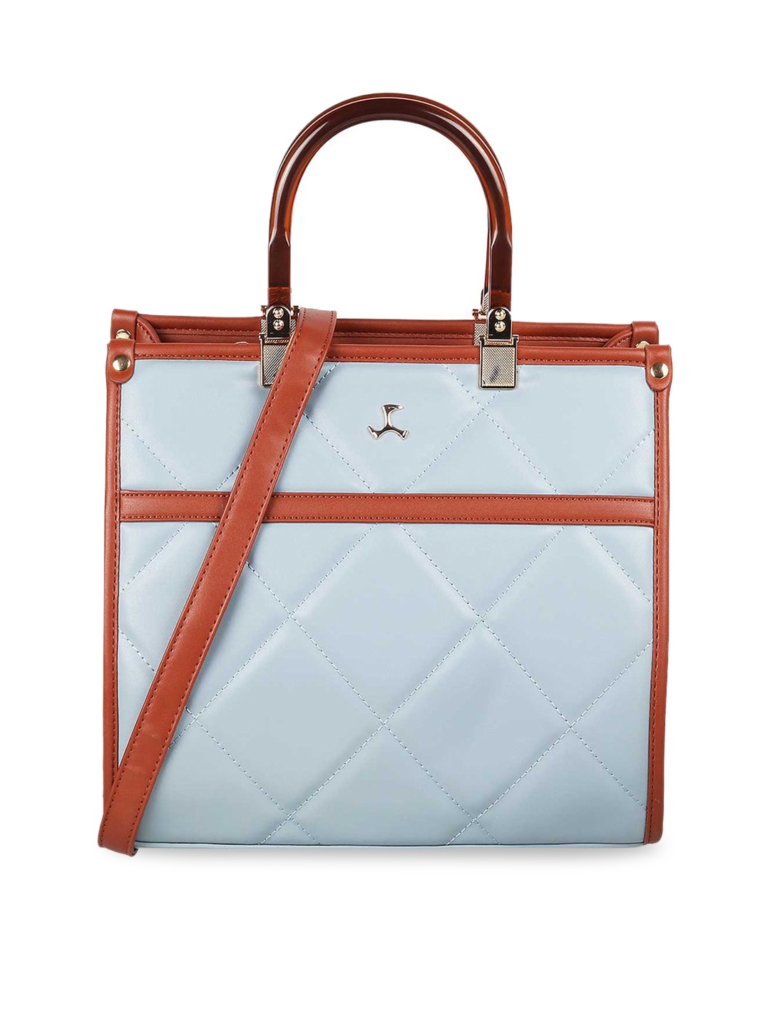 

Mochi Textured Structured Handheld Bag with Quilted, Blue