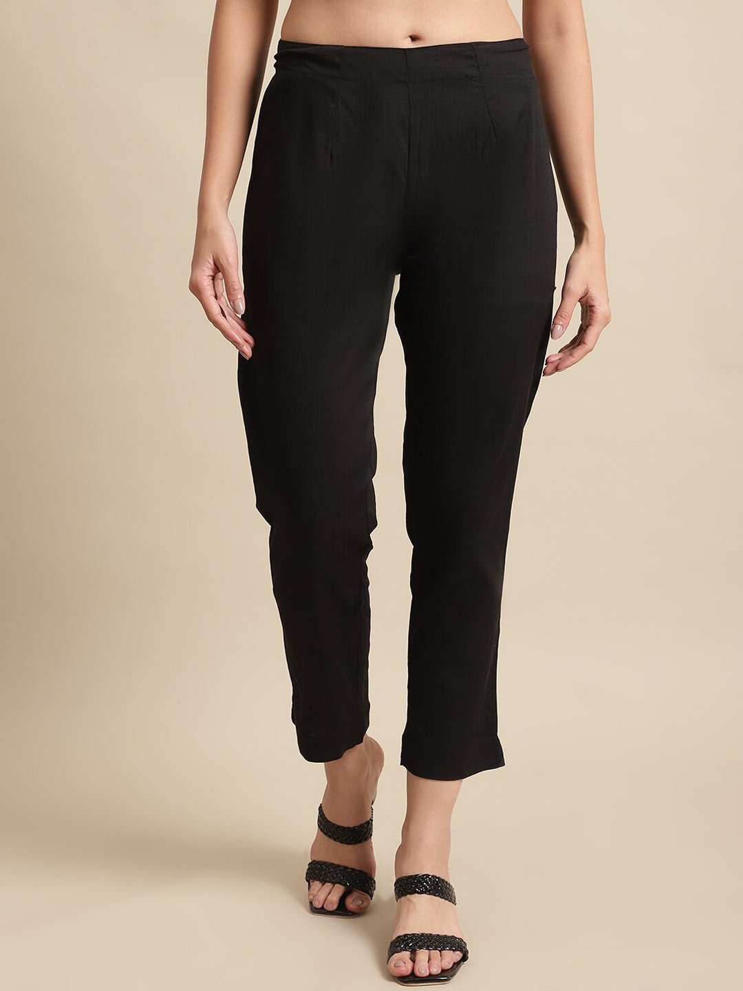 

Cantabil Women Solid Trousers, Black