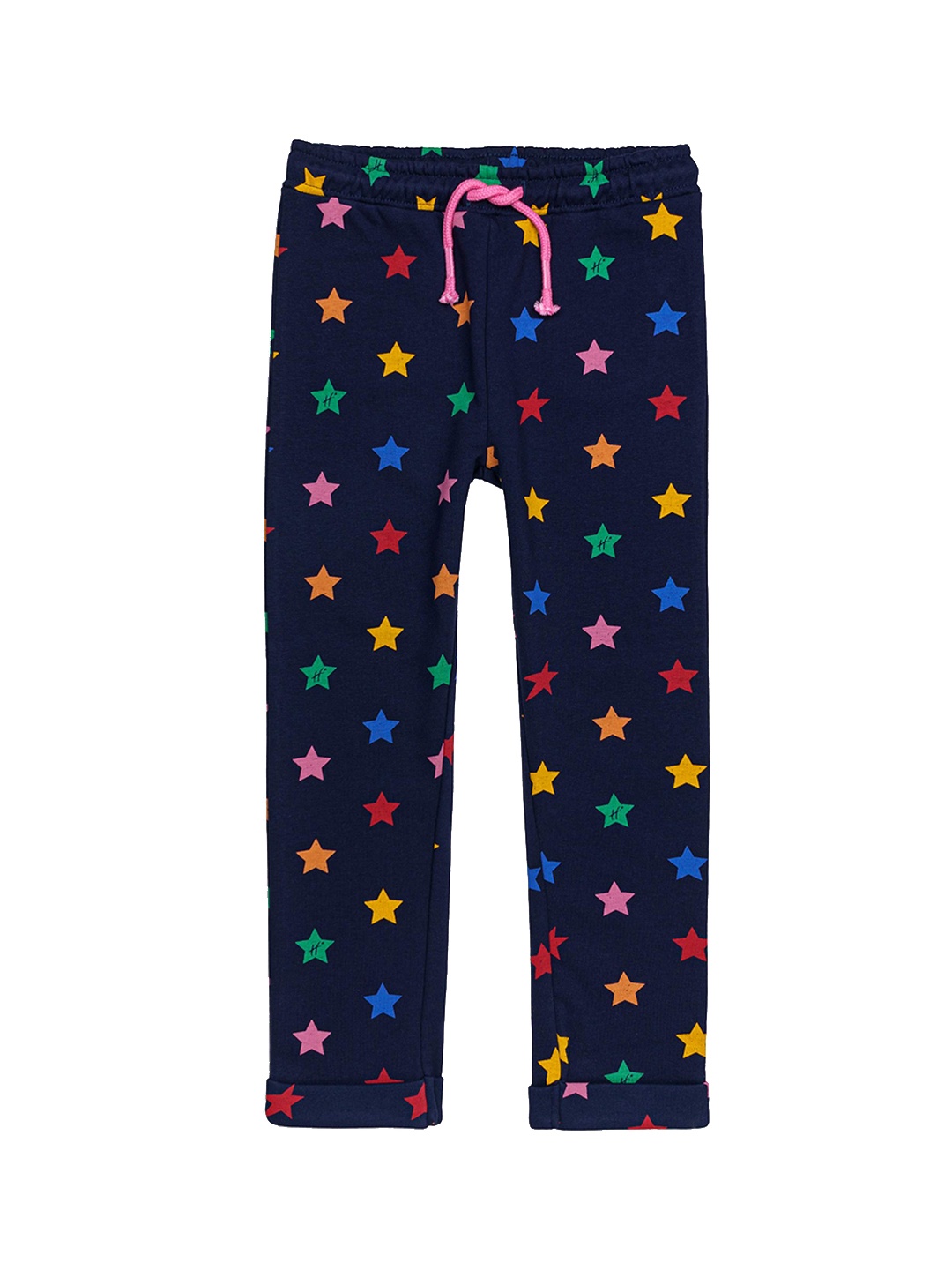 

H By Hamleys Girls Printed Cotton Track Pants, Navy blue