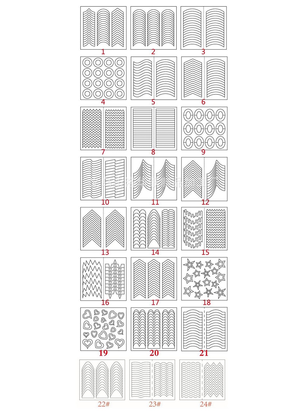 

S.A.V.I. DIY French Manicure 3D Nail Art Stickers Stencil Hollow Decorations - 24 Styles, White