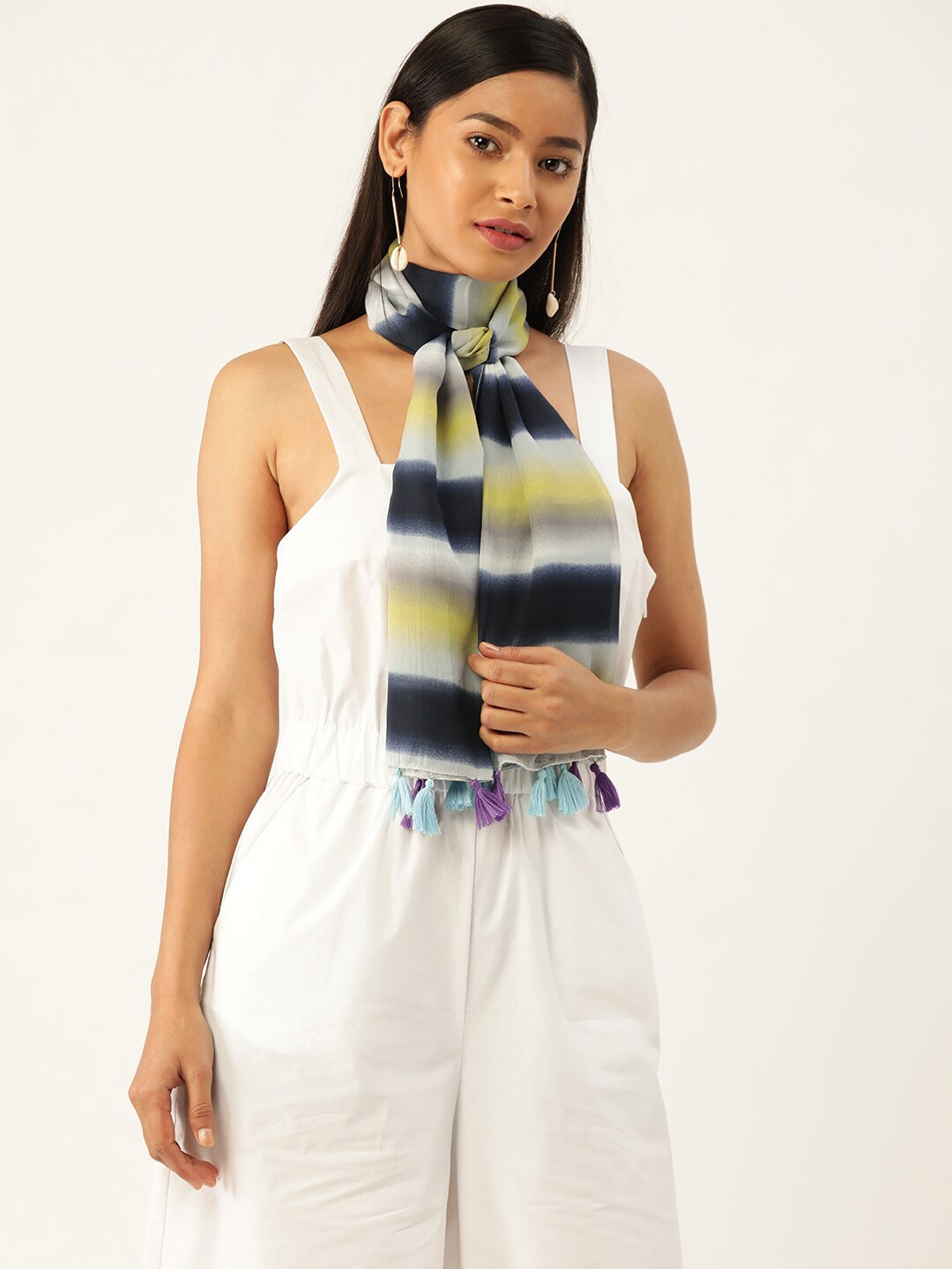 

Trend Arrest Women Striped Scarf, Yellow