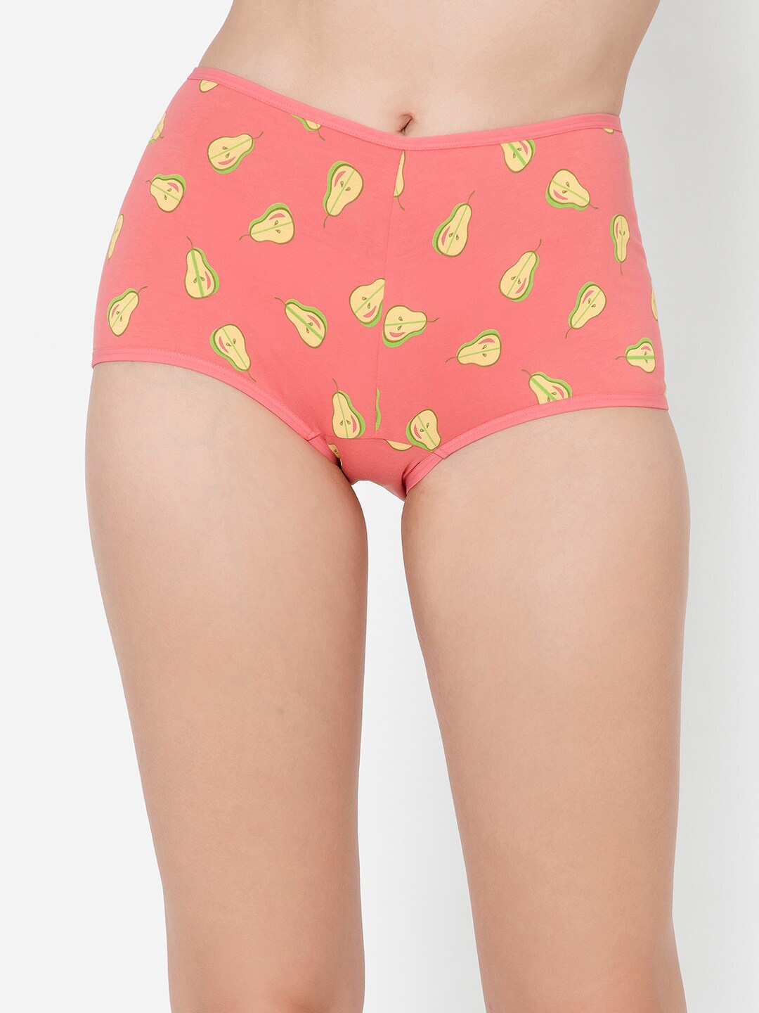 

Clovia Mid Waist Fruit Print Boyshorts, Pink