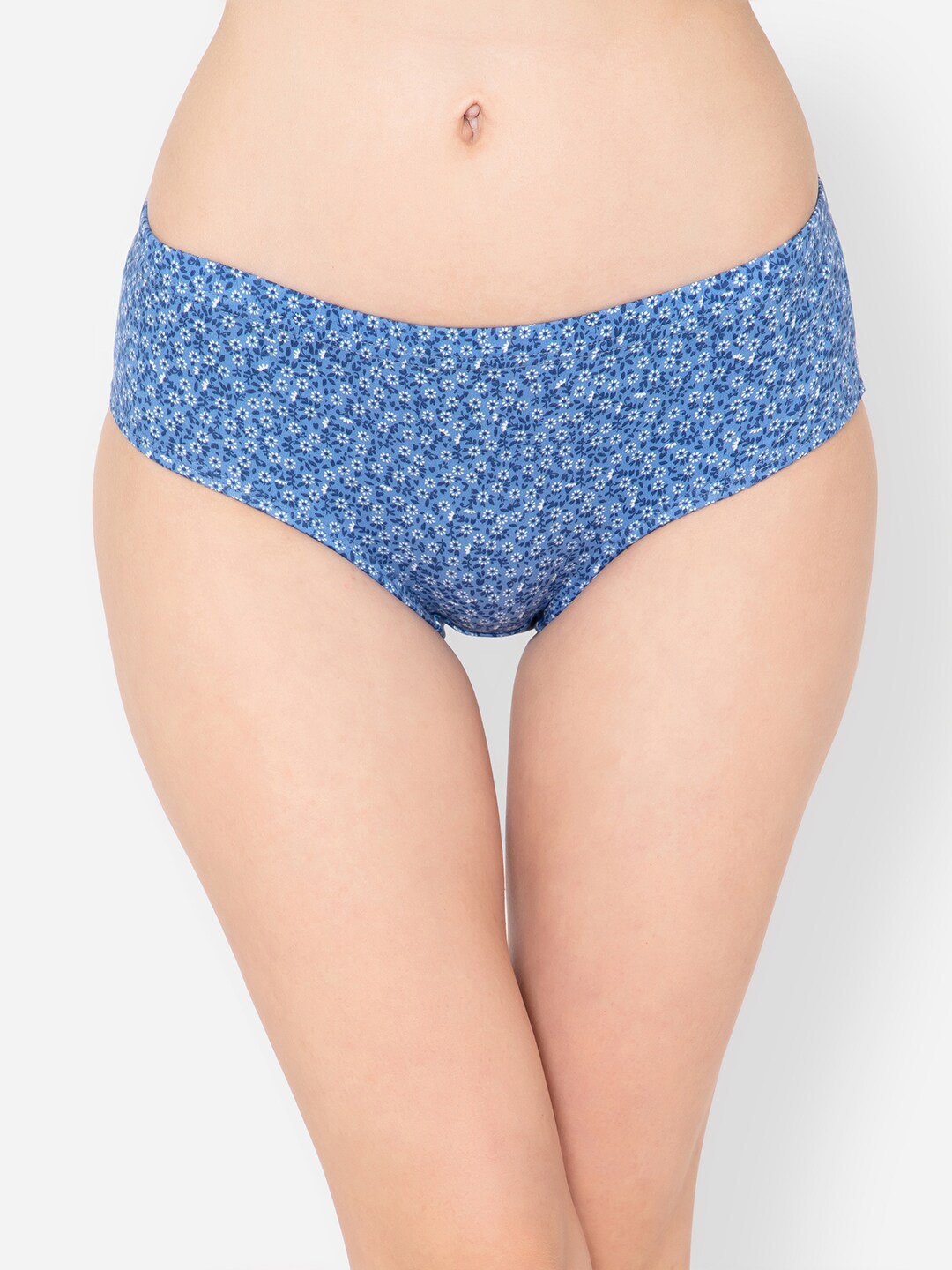 

Clovia Women Floral Print Mid-Waist Inner Elastic Pure Cotton Hipster Briefs PN2488E033XL, Blue