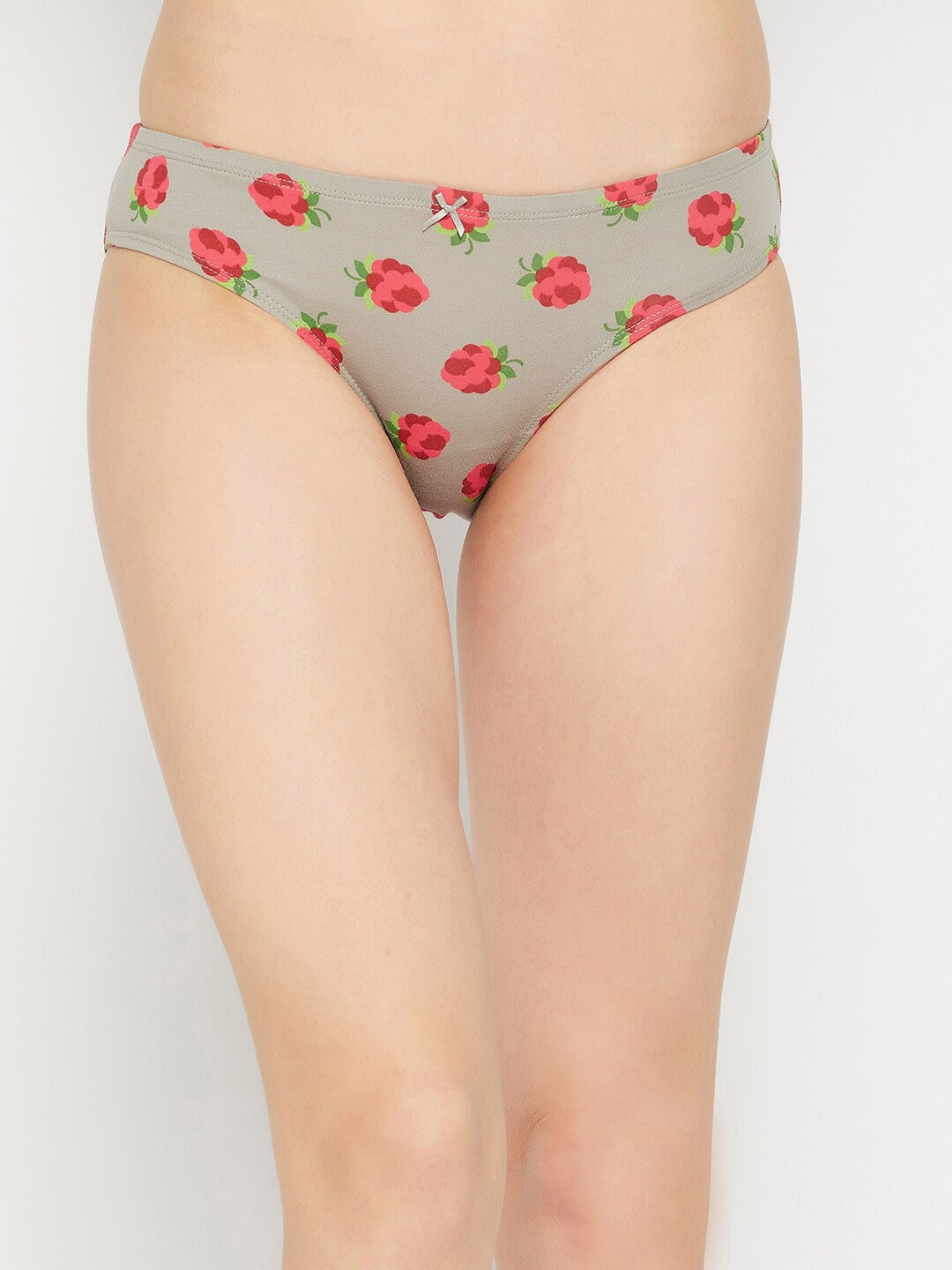 

Clovia Women Printed Low-Rise Cotton Bikini Briefs, Grey