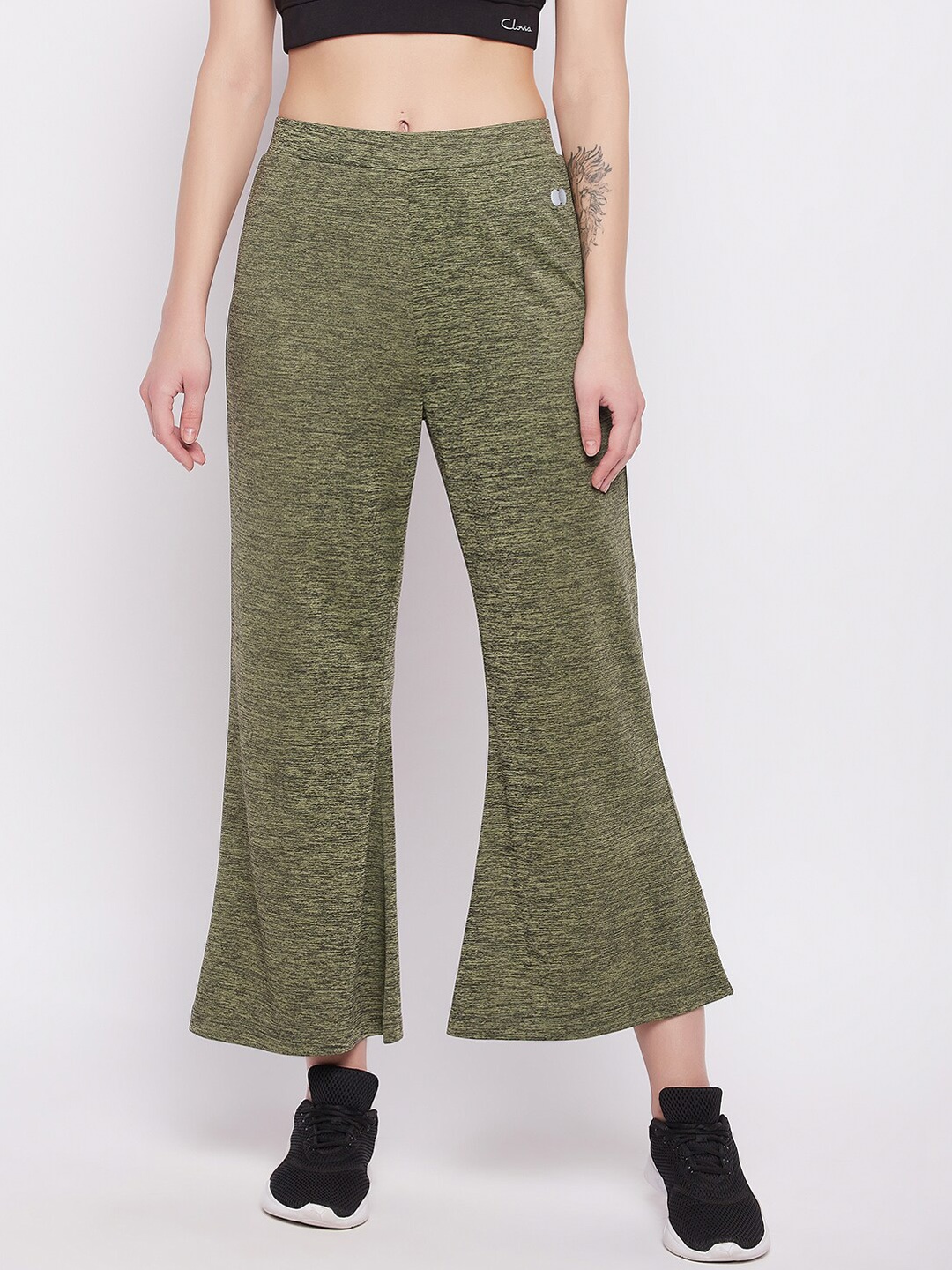 

Clovia Women Comfort Fit Flared Active Sports Track Pant, Green