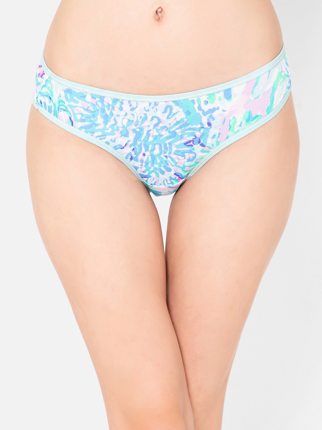 

Clovia Low Waist Printed Bikini Briefs, Blue