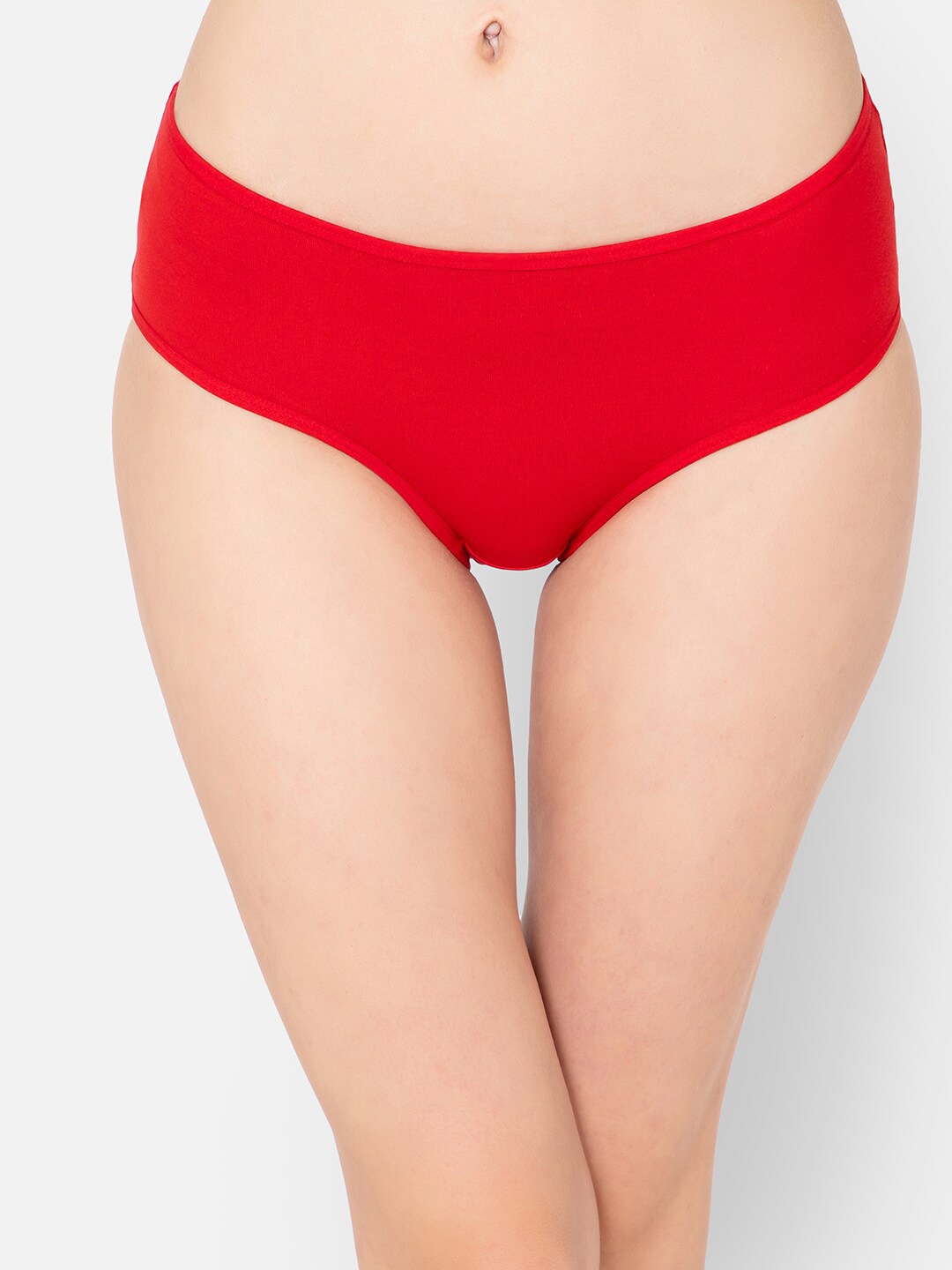 

Clovia Women Solid Cotton Hipster Briefs, Red