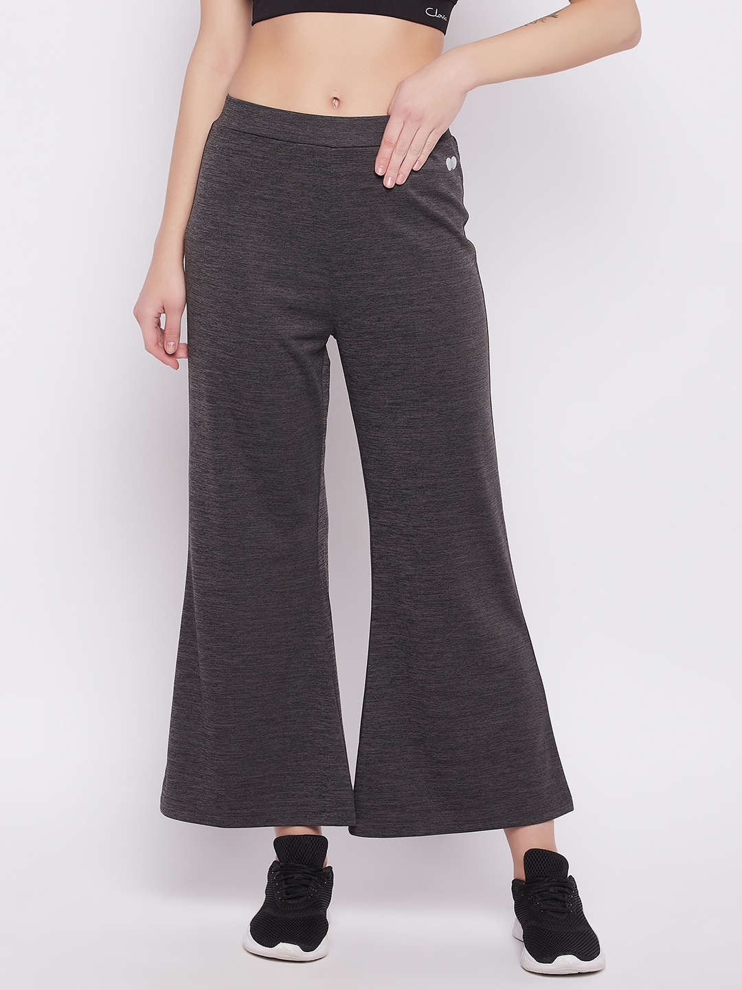 

Clovia Women Comfort Fit Flared Active Track Pants, Grey