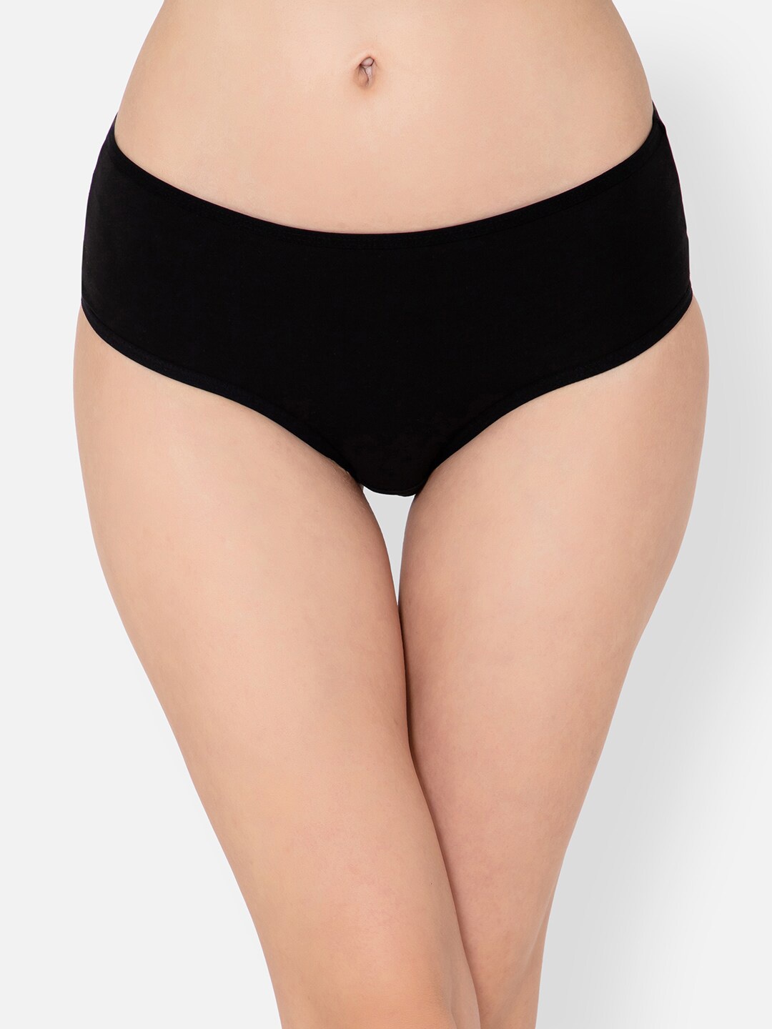 

Clovia Women Solid Cotton Hipster Briefs, Black