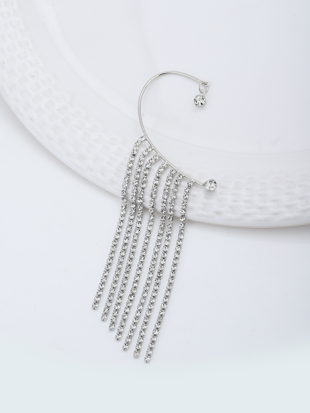 

Carlton London Rhodium-Plated Contemporary Ear Cuffs, Silver