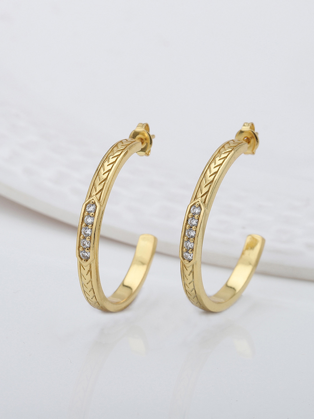 

Carlton London Circular Half Hoop Earrings, Gold