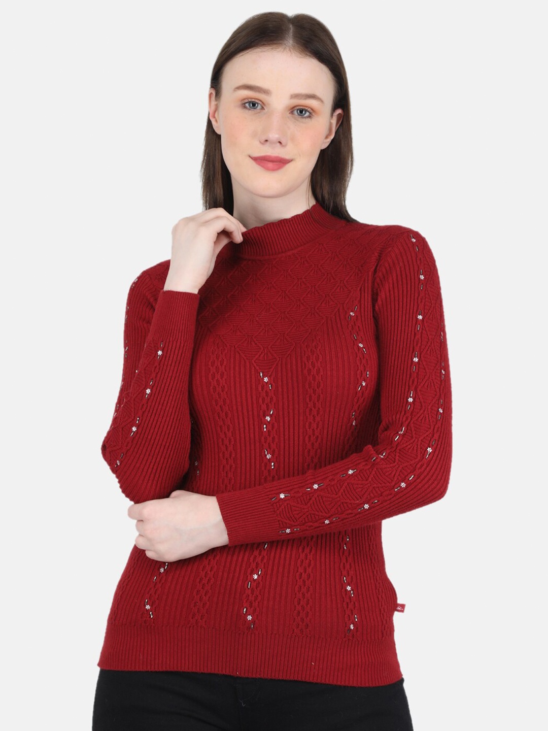 

Monte Carlo High Neck Wool Top, Maroon