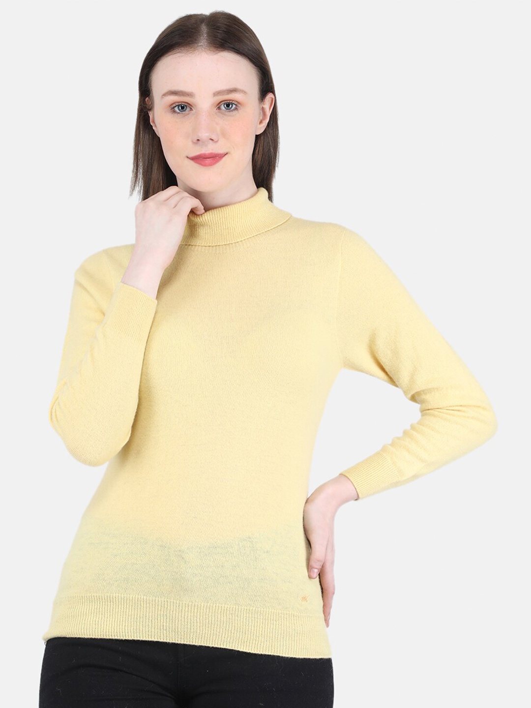 

Monte Carlo Women Yellow Pullover Wool Sweater