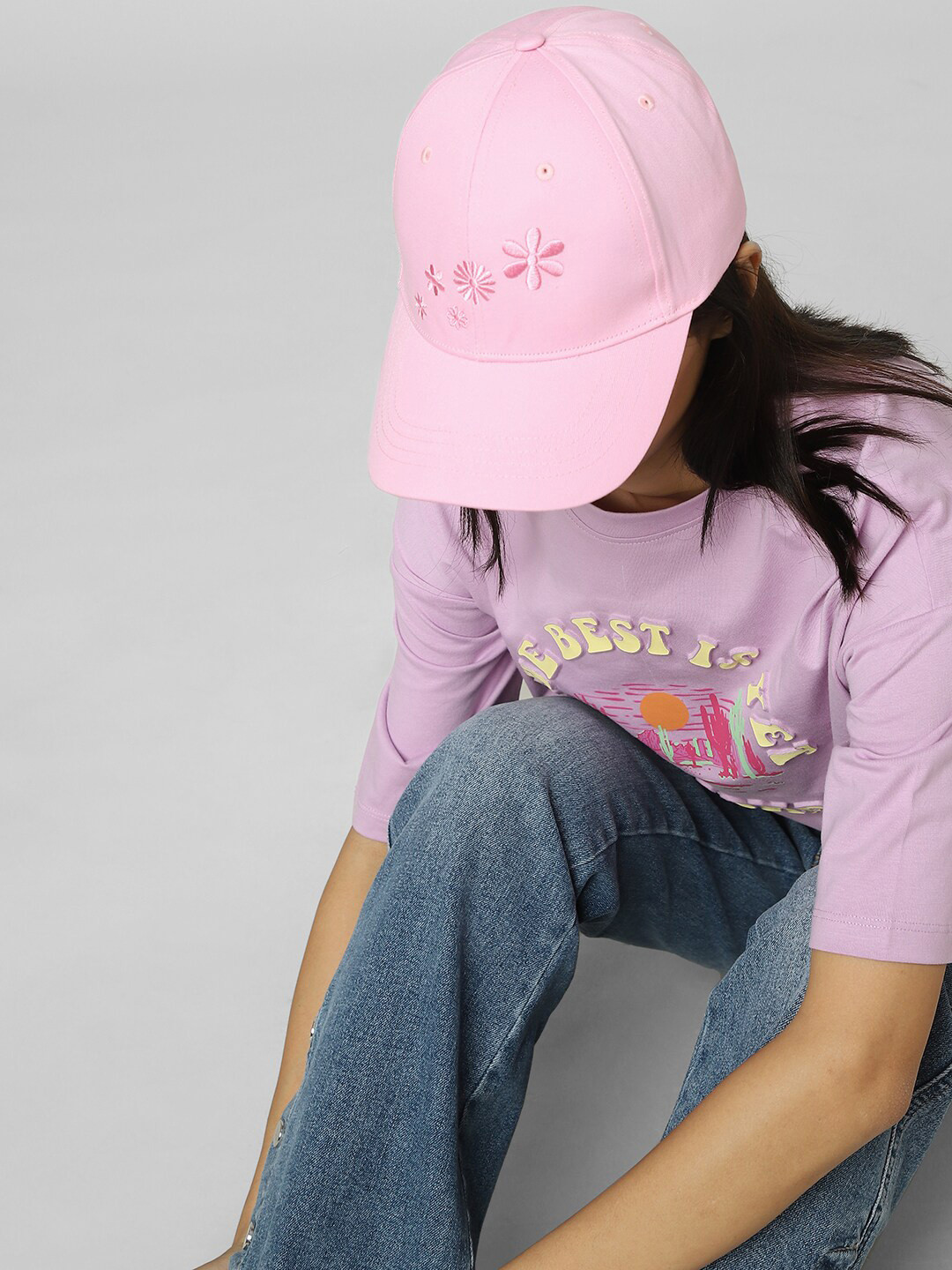

ONLY Women Onlpetra Embroidered Baseball Cap, Pink