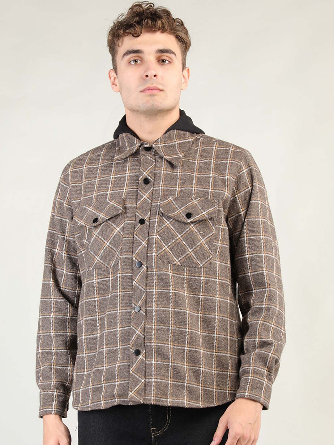 

Dlanxa Men Checked Outdoor Tailored Jacket, Brown
