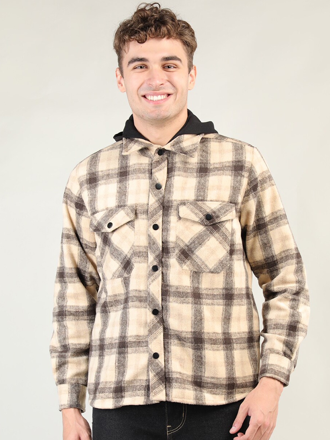 

Dlanxa Men Checked Outdoor Tailored Jacket, Beige
