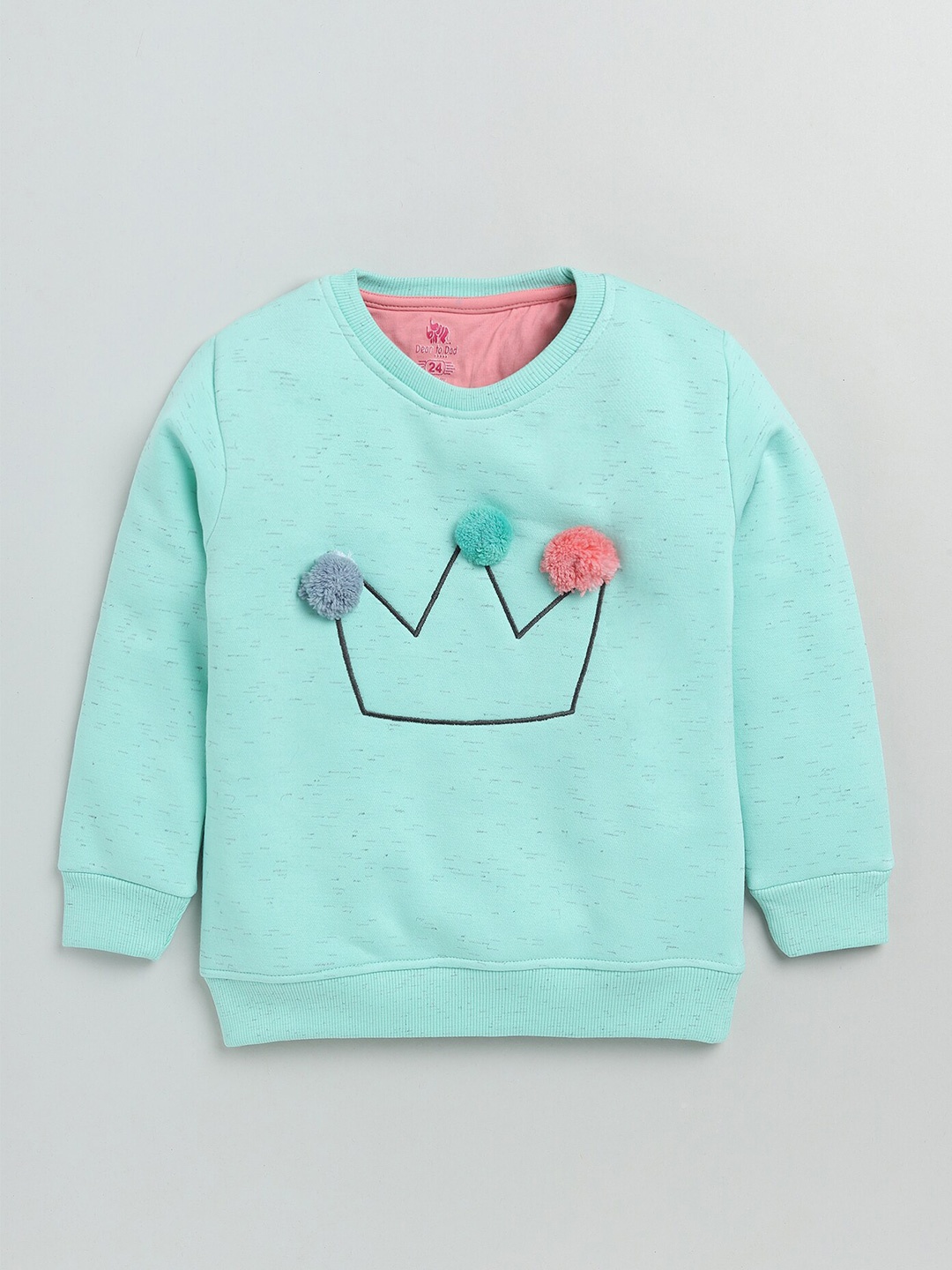 

Dear to Dad Girls Cotton Embroidered Sweatshirt, Green