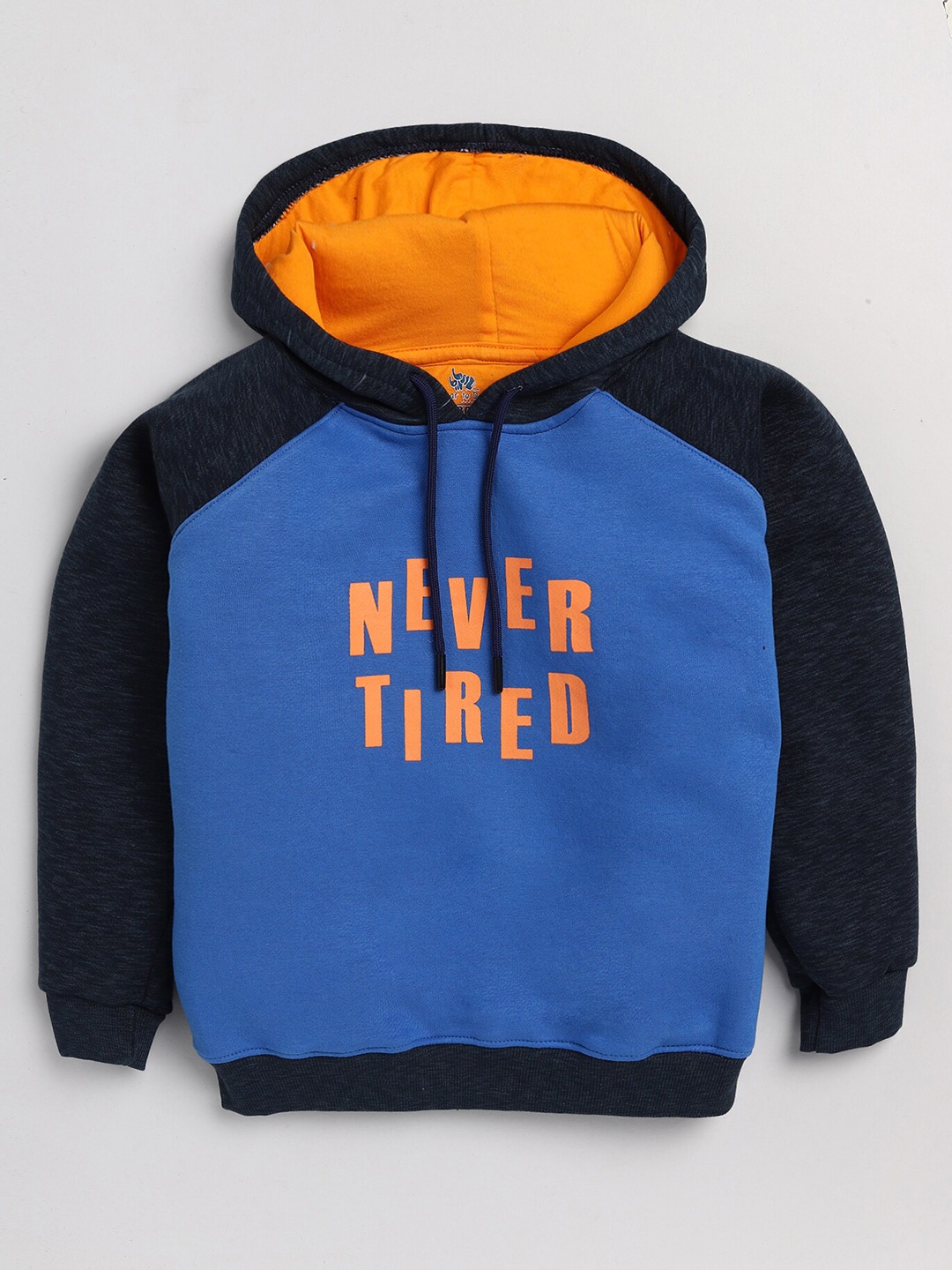 

Dear to Dad Boys Blue Printed Hooded Cotton Sweatshirt