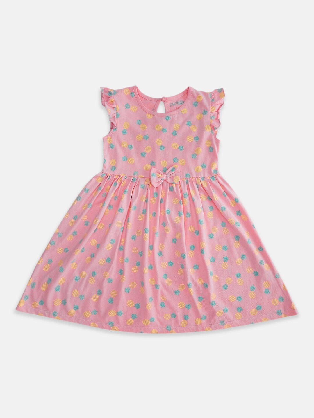 

Pantaloons Junior Printed Round Neck Fit And Flare Cotton Dress, Pink