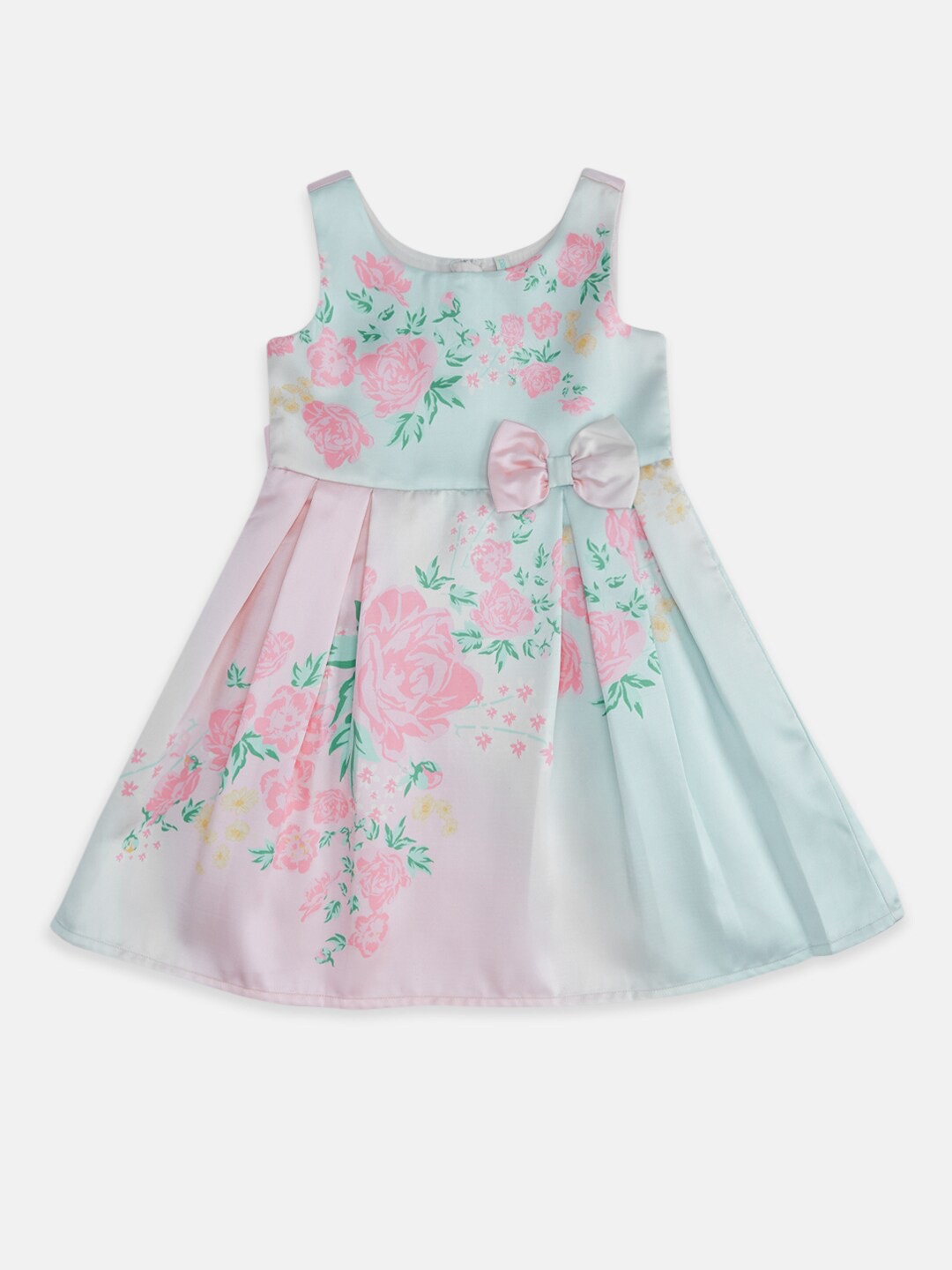 

Pantaloons Junior Printed Round Neck Fit And Flare Cotton Dress, Green