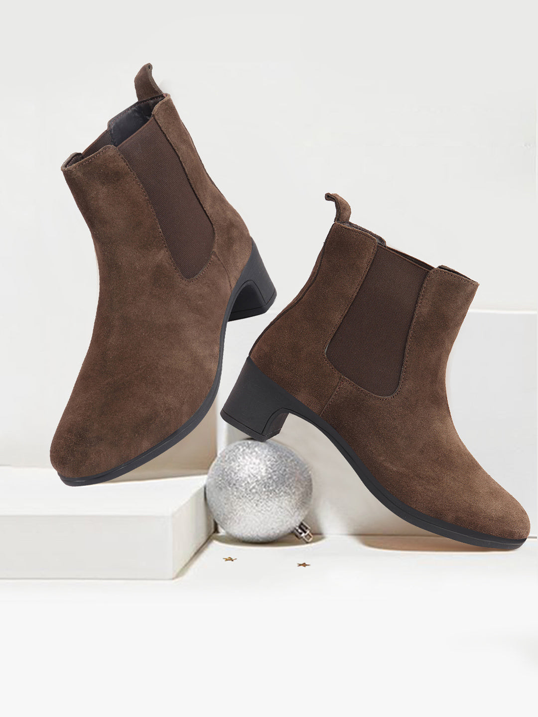 

FAUSTO Women Mid-Top Chelsea Boots, Brown