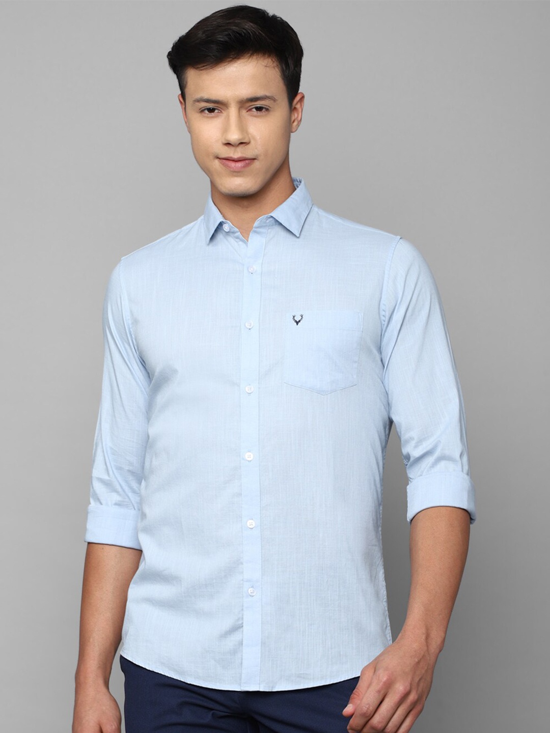 

Allen Solly Men Slim Fit Casual Pure Cotton Shirt, Blue