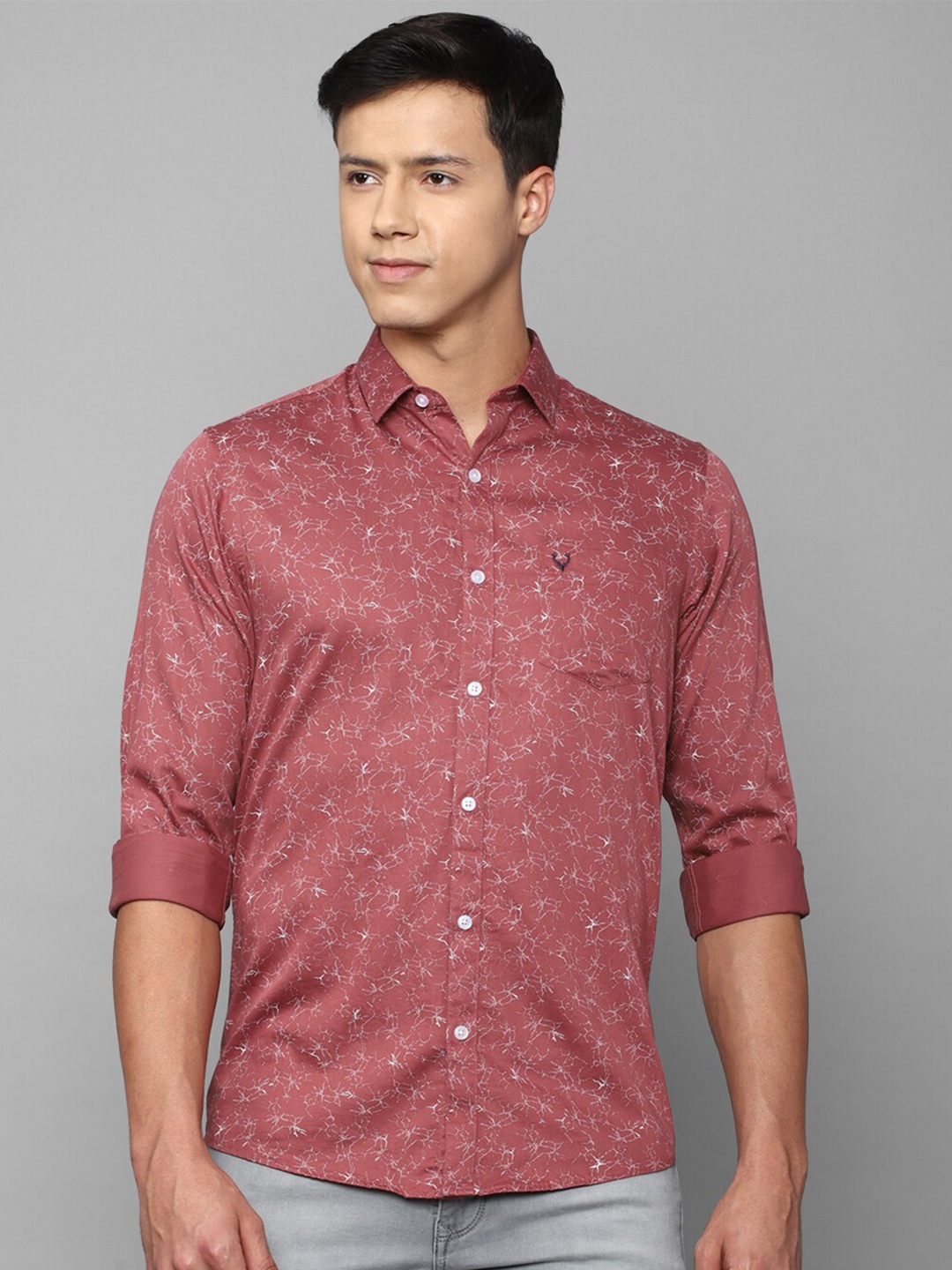 

Allen Solly Men Slim Fit Printed Pure Cotton Casual Shirt, Maroon