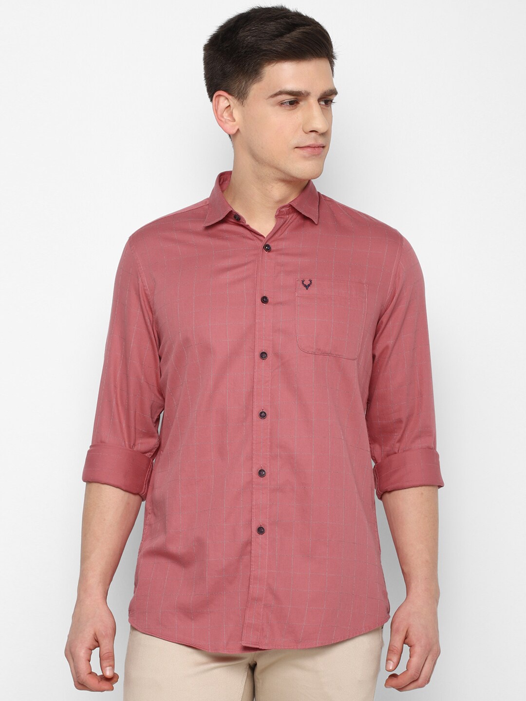 

Allen Solly Men Slim Fit Pure Cotton Casual Shirt, Pink