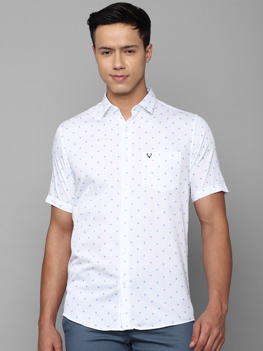 

Allen Solly Men Slim Fit Printed Pure Cotton Casual Shirt, White