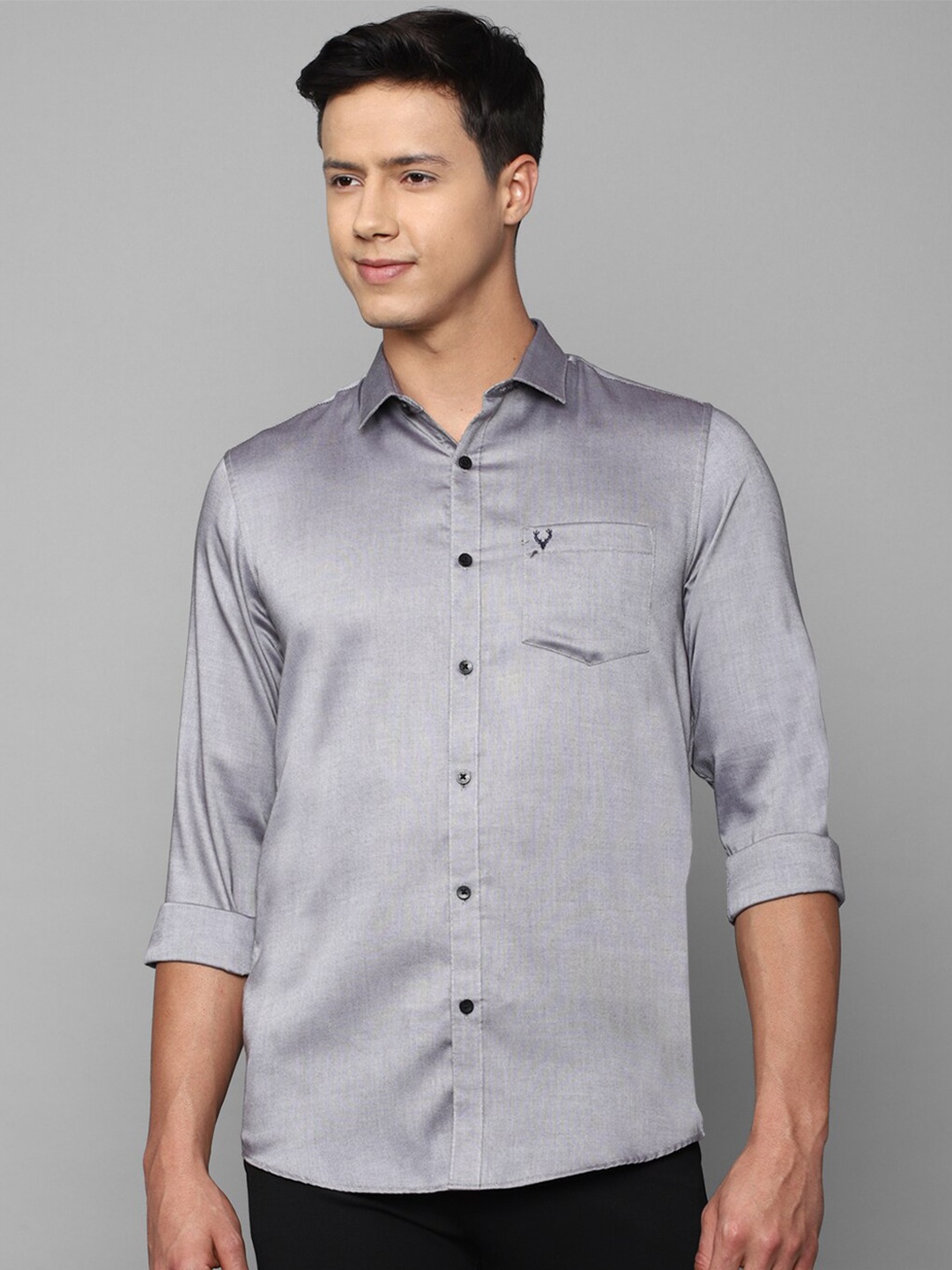 

Allen Solly Men Slim Fit Pure Cotton Casual Shirt, Grey