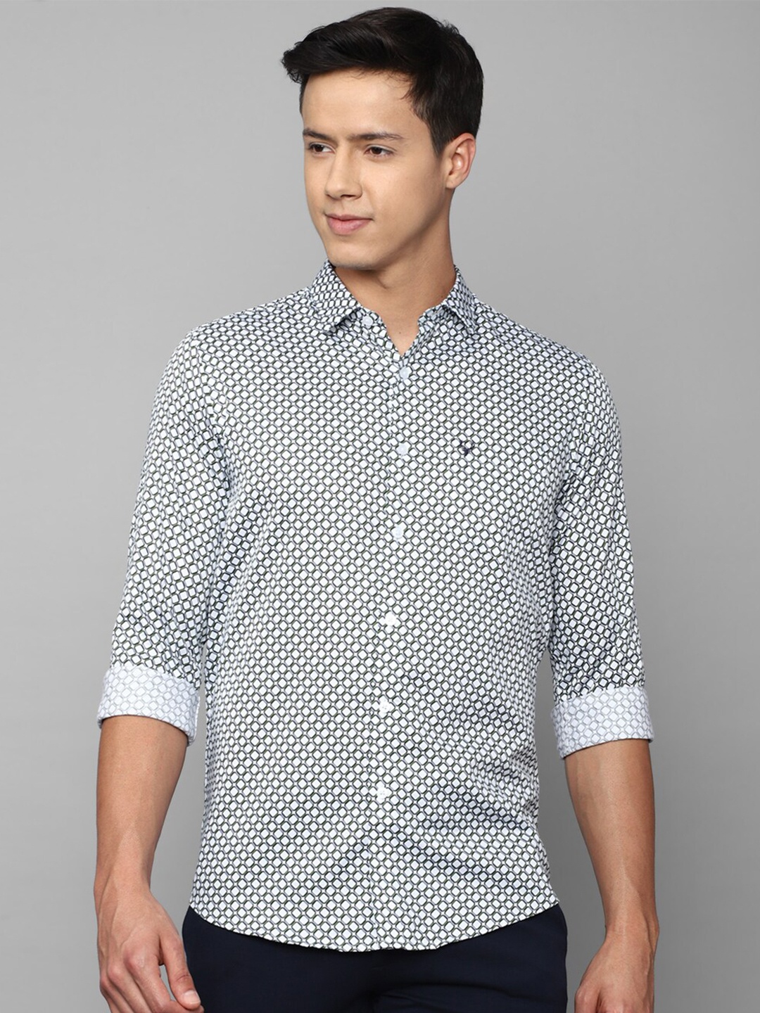 

Allen Solly Men Slim Fit Printed Pure Cotton Casual Shirt, White