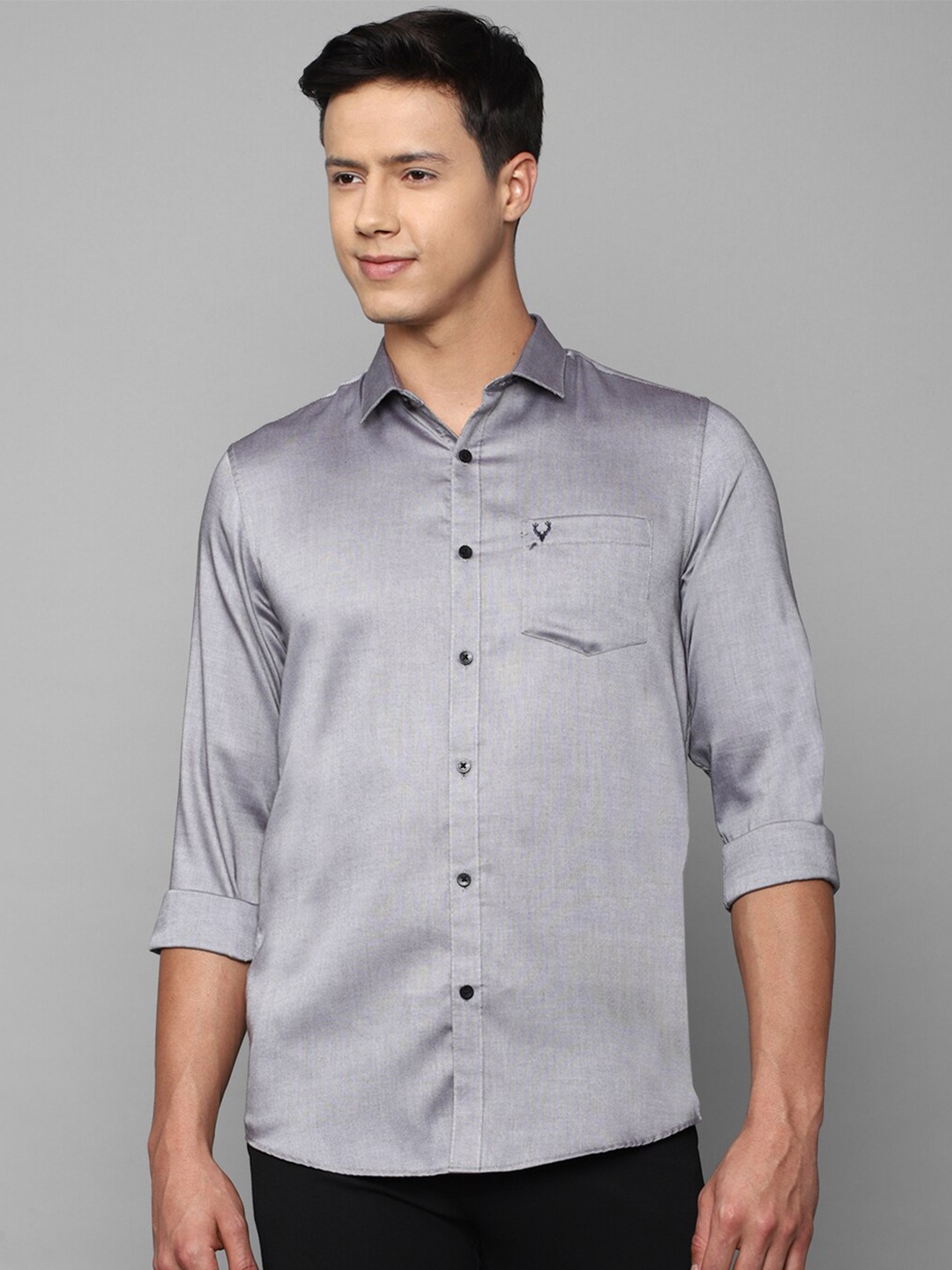 

Allen Solly Men Slim Fit Pure Cotton Casual Shirt, Grey