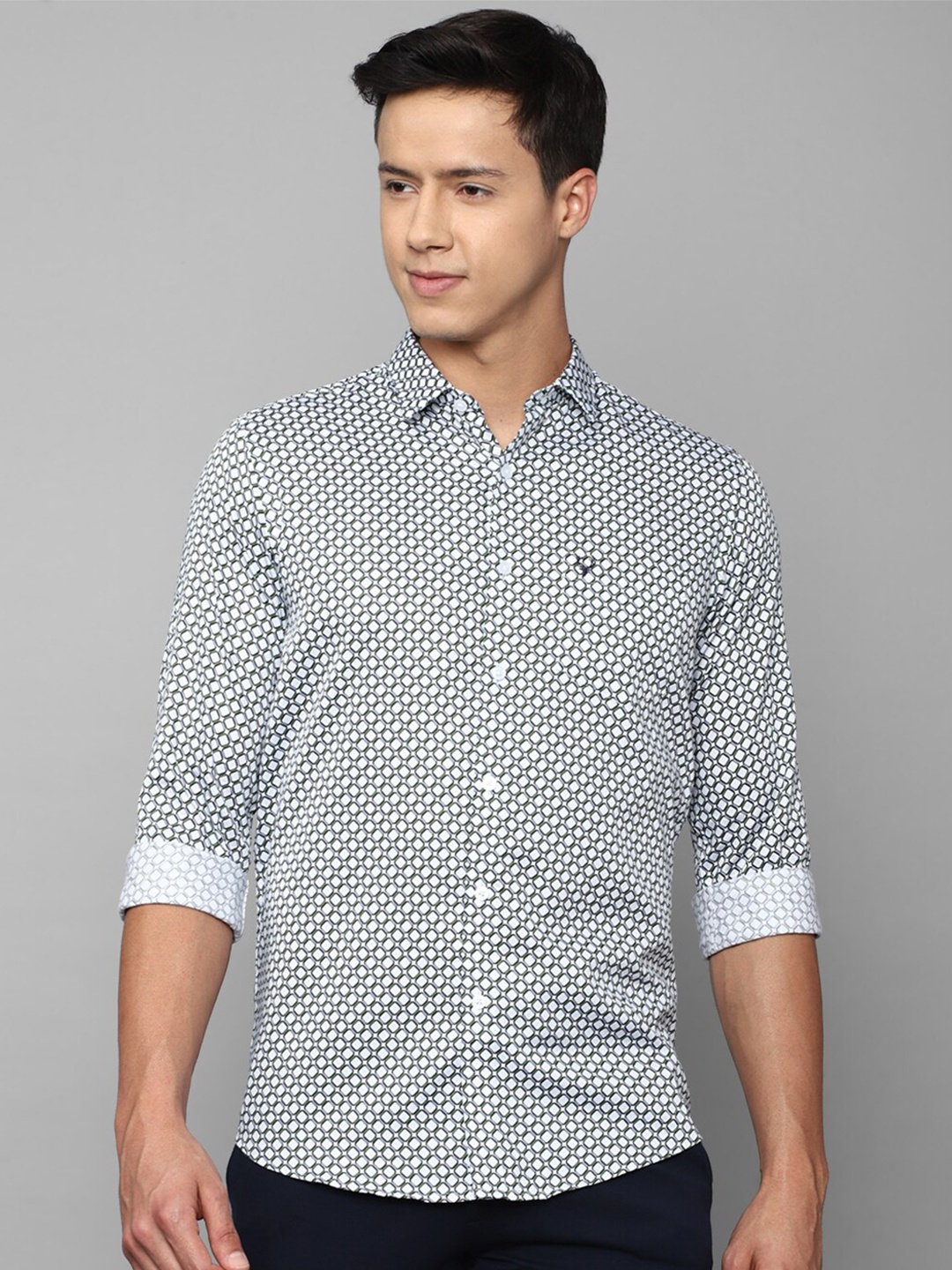 

Allen Solly Men Slim Fit Printed Pure Cotton Casual Shirt, White