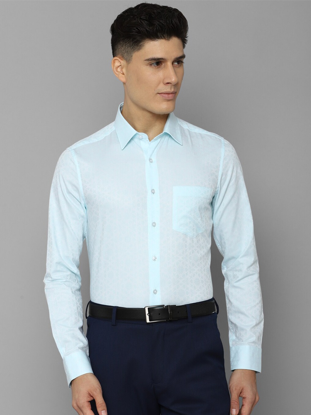 

Louis Philippe Men Slim Fit Pure Cotton Formal Shirt, Blue