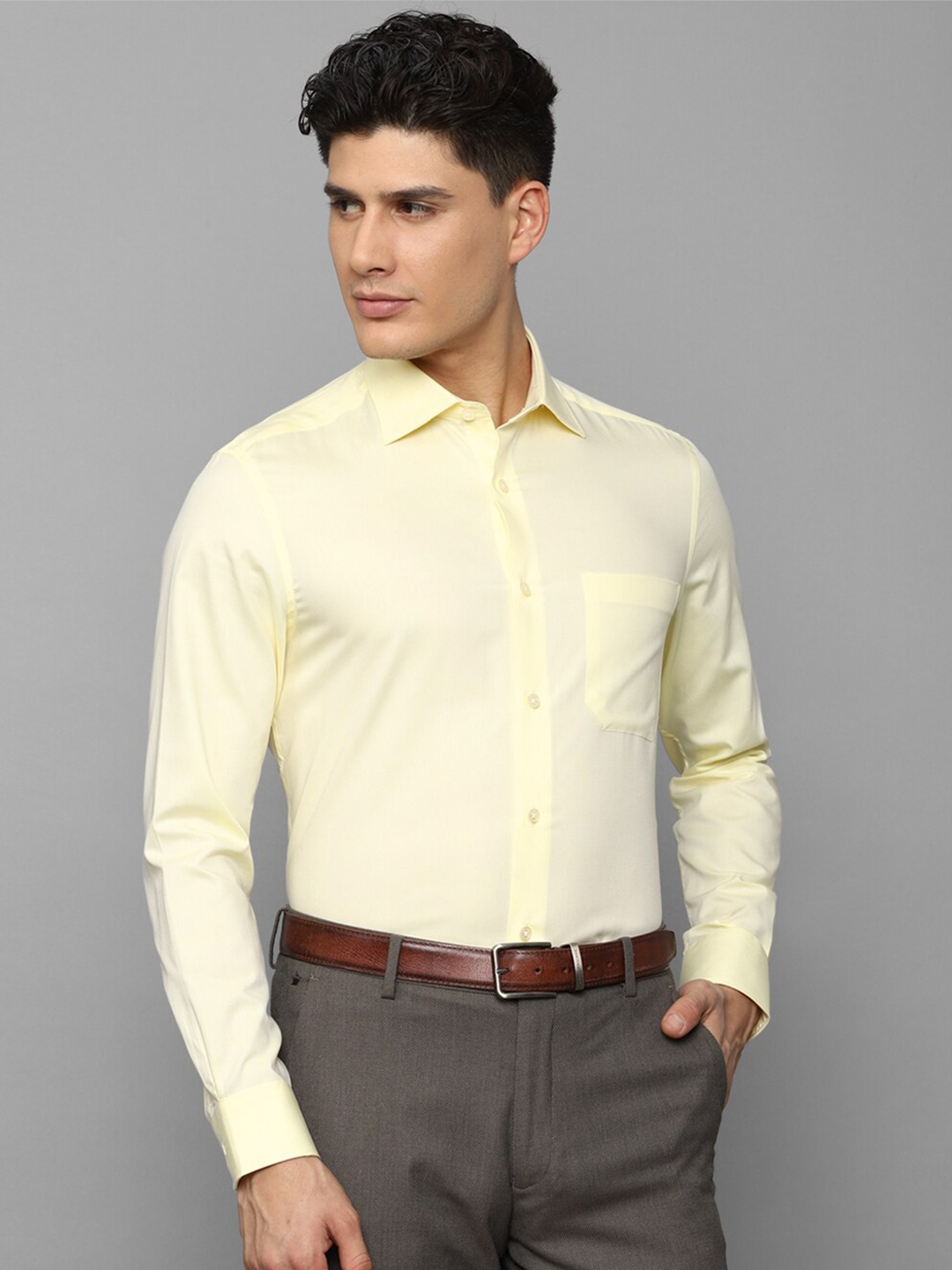 

Louis Philippe Men Pure Cotton Slim Fit Formal Shirt, Yellow