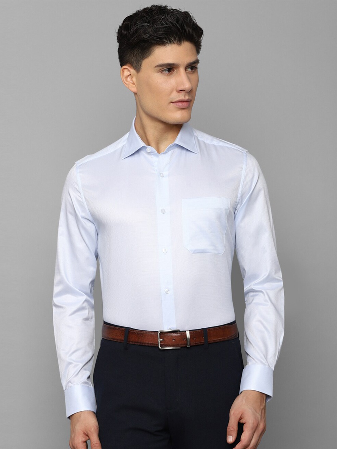 

Louis Philippe Men Pure Cotton Slim Fit Formal Shirt, Blue