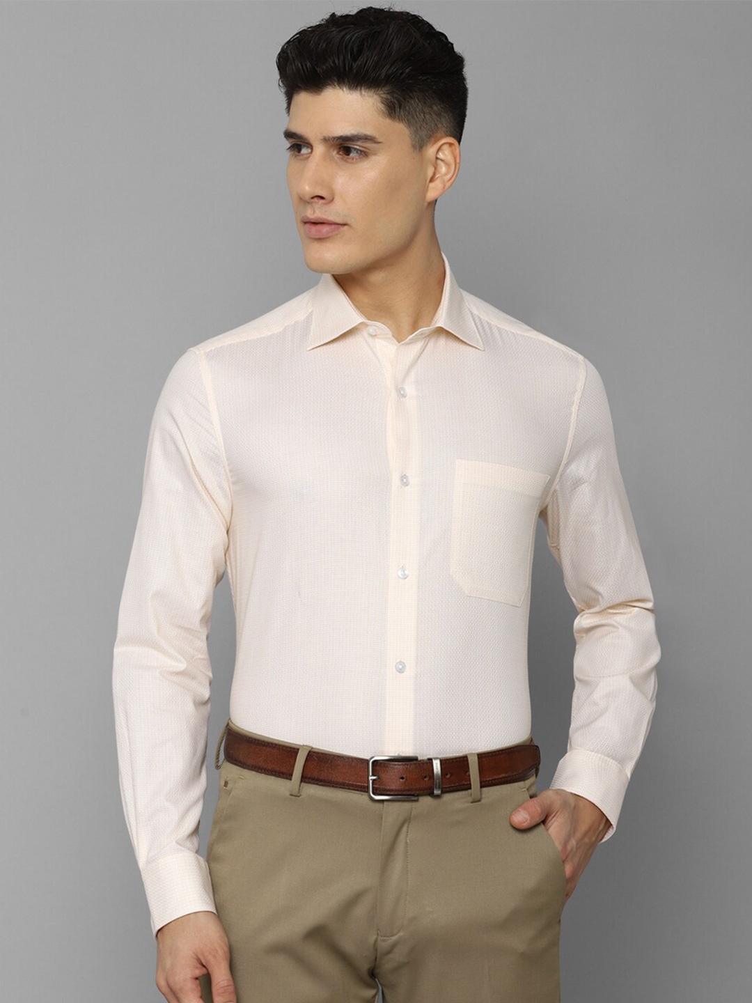 

Louis Philippe Men Slim Fit Cotton Formal Shirt, Beige