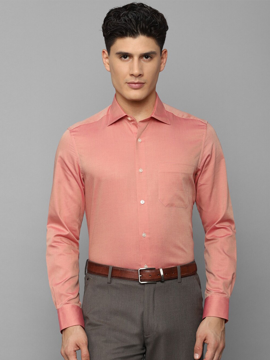 

Louis Philippe Men Slim Fit Cotton Formal Shirt, Peach