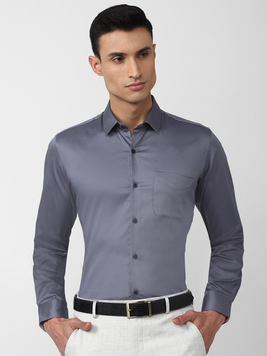 

Peter England Men Slim Fit Formal Shirt, Grey